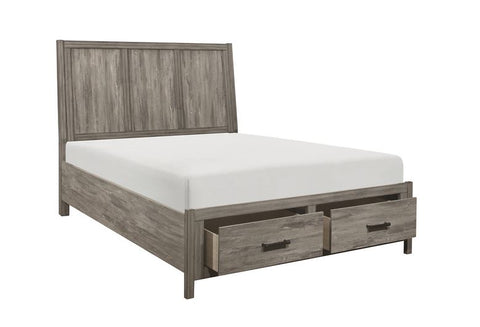 1526-1 Queen or King Platform Bed with Footboard Storage