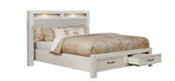 1700 - Dark Oak Storage Bed with Upholstered Headboard & LED Lights