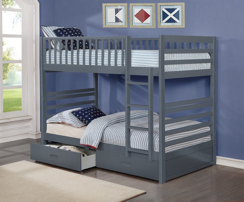 B-110-G Single Over Single Bunk Bed With Storage Drawers - Mike the Mattress Guy