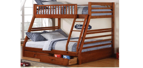 B-117H Single Over Double Bunk Bed with Drawers - 4 Colours