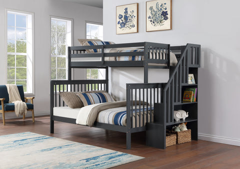 B-1851 SINGLE over DOUBLE STAIRWAY BUNK - GREY