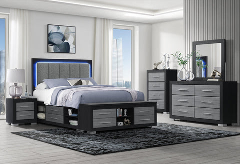 Emma (Black-Grey and Natural White) Bedroom Set