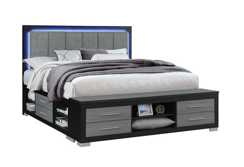 Emma (Black-Grey and Natural-White) Bed