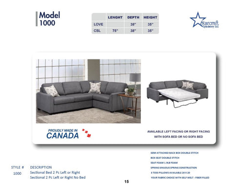 Canadian Made Sectional ( with or without sofa bed)