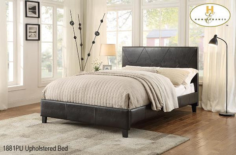 1881 Dark Brown Platform Bed With Dramatic Stitching - Mike the Mattress Guy