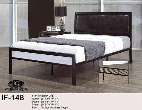 IF-148 Faux Leather and Black Metal Platform Bed - Mike the Mattress Guy