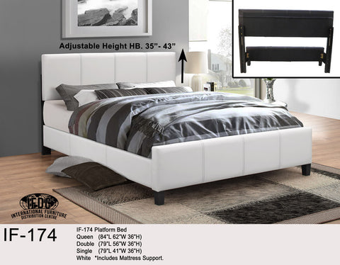 IF-174 White Faux Leather Platform Bed - Mike the Mattress Guy