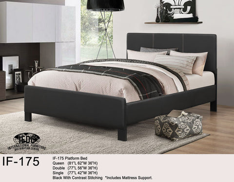 IF-175 Black Faux Leather Platform Bed - Mike the Mattress Guy
