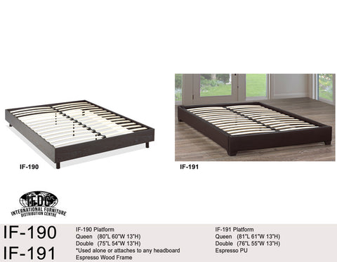 IF-191 Espresso Faux Leather or Wood Platform Frame - Mike the Mattress Guy