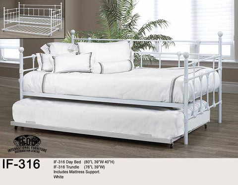 IF-316 White Metal Day Bed - Mike the Mattress Guy