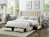 IF-5312 PLATFORM BED WITH DRAWERS - IN BLACK OR IVORY
