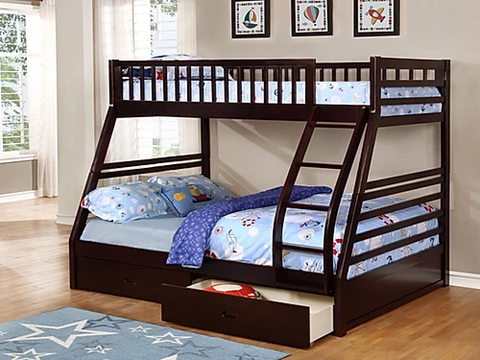 B-117E Single Over Double Bunk Bed with Drawers - 4 colours