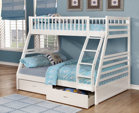 B-117W Single Over Double Bunk Bed with Drawers - 4 Colours