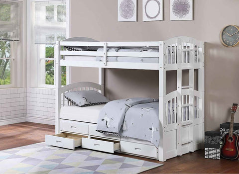 B-1842 Single Over Single White Bunk Bed