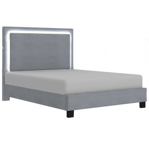Lumina Grey Platform Bed with Light